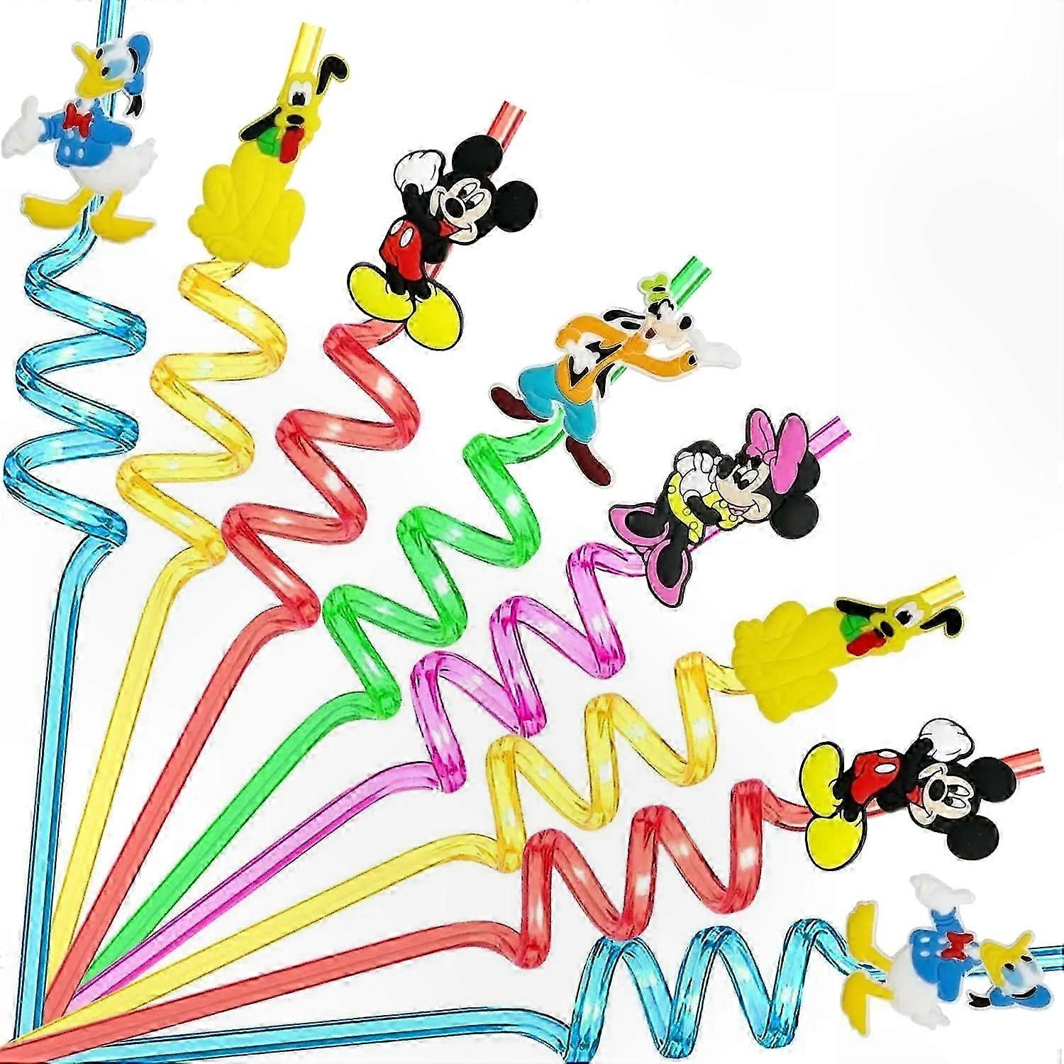 Mickey Mouse Party Supplies Reusable Straws Birthday Decorations Drinking Straws For Kids Party Favors Gifts