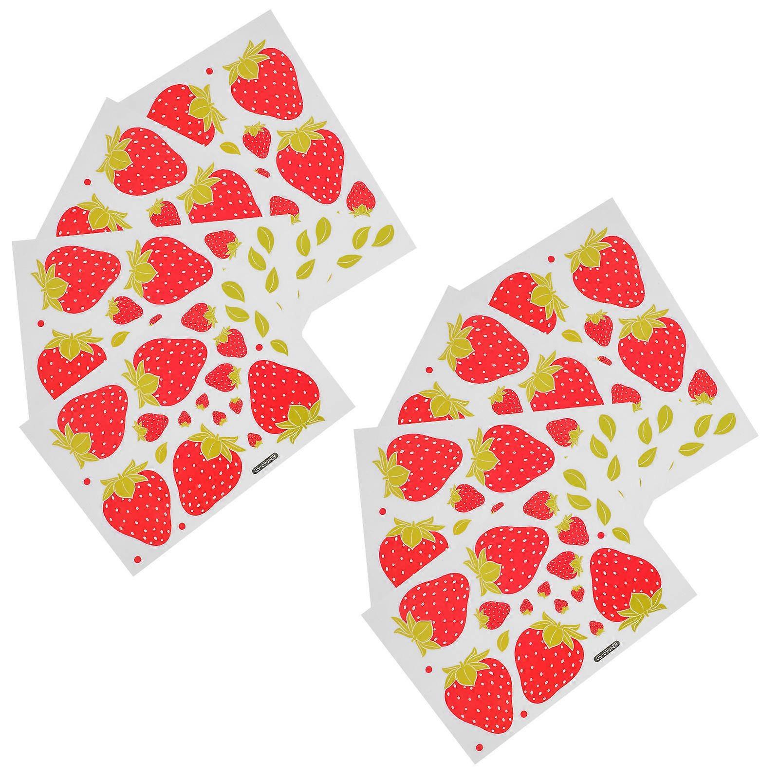 Removable Strawberry Wall Decal Red for 8 Sheets Self-Adhesive Decor