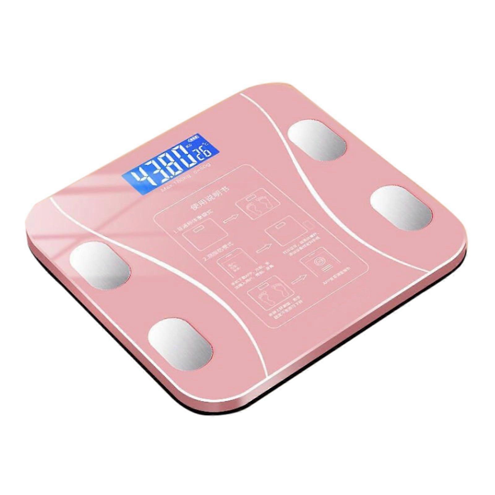 Smart Body Scale with Full Body Composition Analyzer, USB Rechargeable Pink Digital Bathroom Scale with App Sync