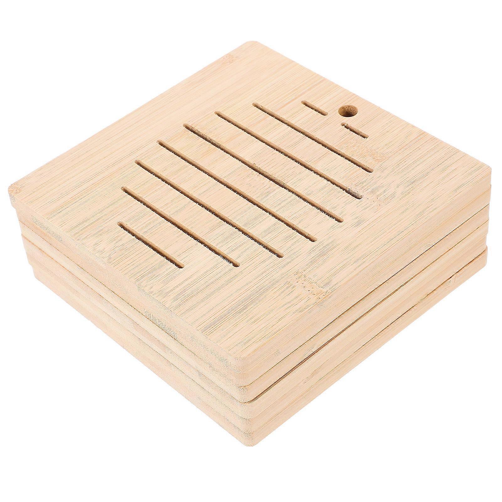 Beige Bamboo Anti-Scald Pot Cushion for Kitchen Use 6Pcs Set