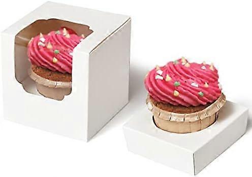 200pcs Bulk White Cupcake Boxes with Window & Inserts, Compatible with Muffins/Cocoa Bombs Packaging