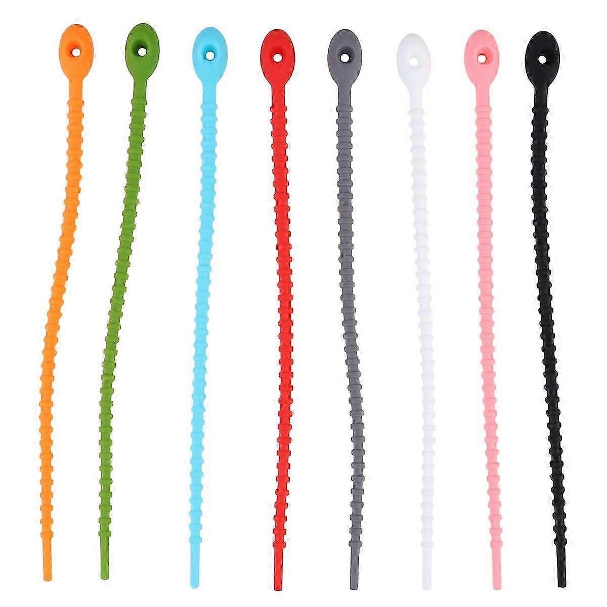 10PCS Practical Reusable Silicone Cable Ties Zip Ties Self locking Data Line Wire Fixing Rings Loops