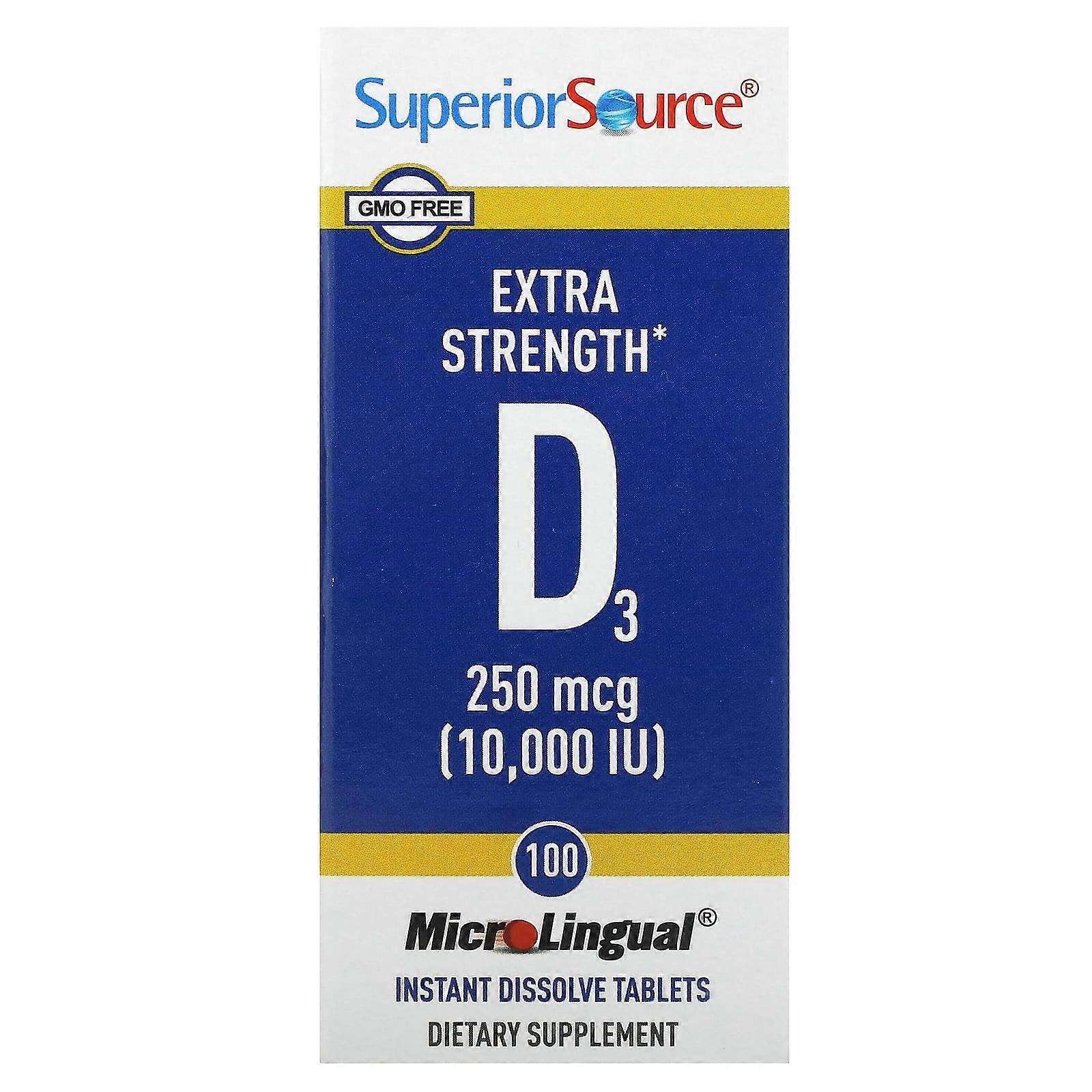 Superior Source, D3, 250 mcg (10,000 IU), 100 MicroLingual Instant Dissolve Tablets