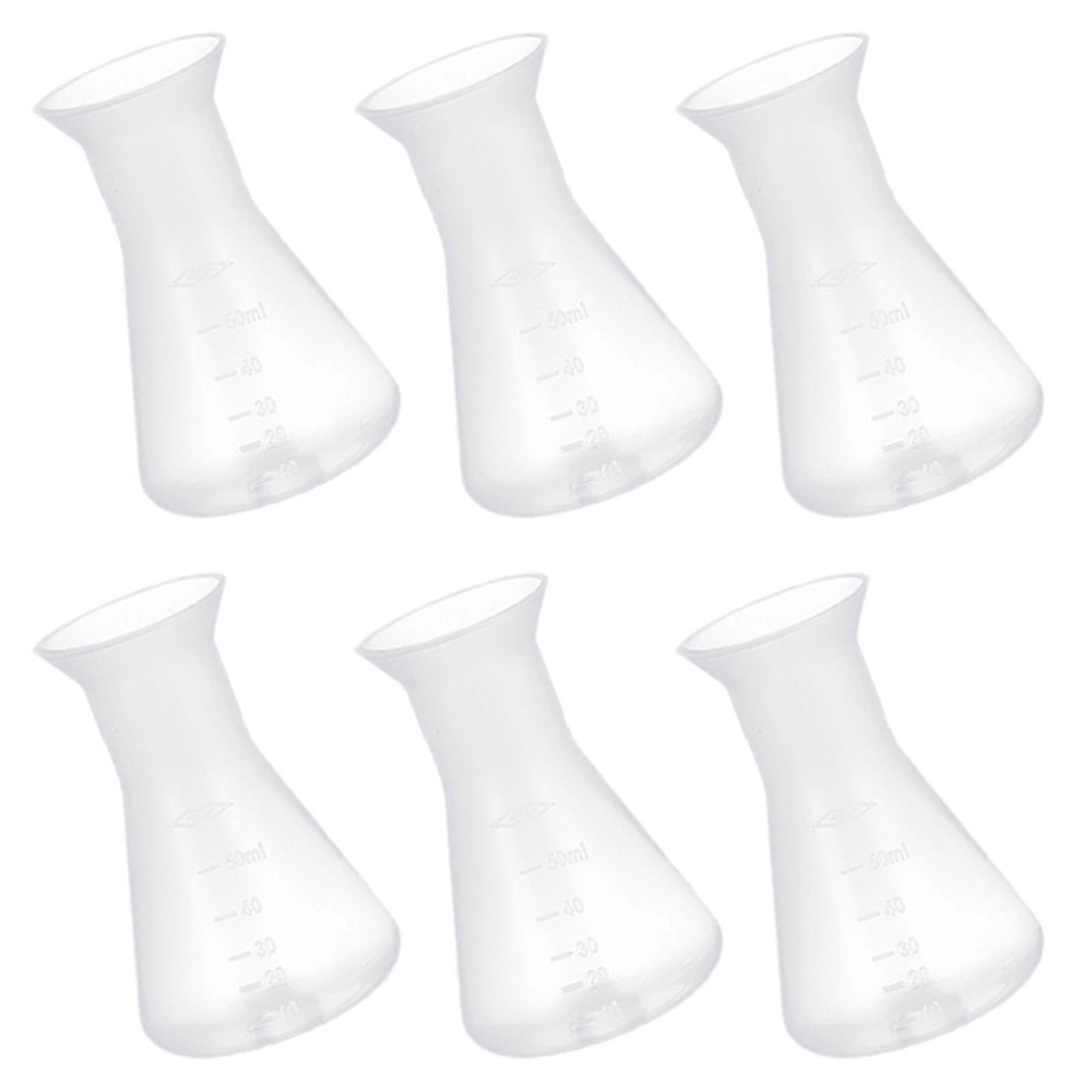 6pcs Professional Erlenmeyer Flasks Plastique Lab Flasks Supplies 50ml