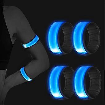4-Piece Reflective LED Armbands, Waterproof, Adjustable, High Visibility, 3 Lighting Modes for Night Running, Cycling, Walking