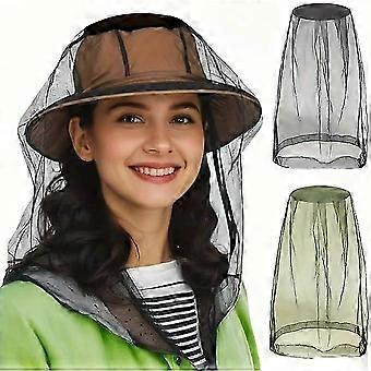 2PCS Mosquito Head Net, Fine Mesh Insect Face Cover, Breathable Bug Protection Net for Hats, Outdoor Fishing Hiking Camping Gardening, Black & Green