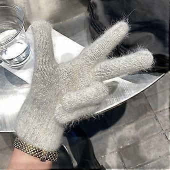 Winter Warm Thick  Windproof Cold Wool Gloves Couple Korean Cute Gloves Women