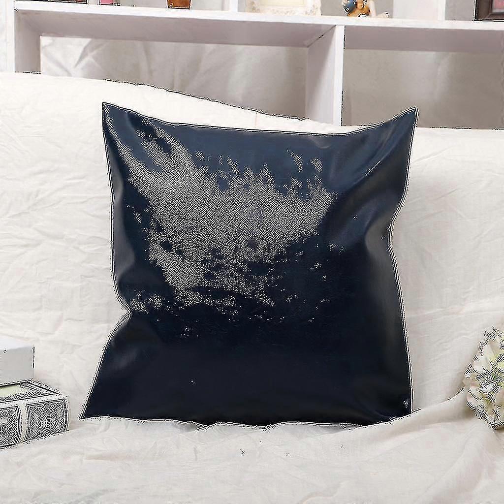 Faux Leather Cushion Covers Throw Pillowcase Sofa Home Decor Solid Col