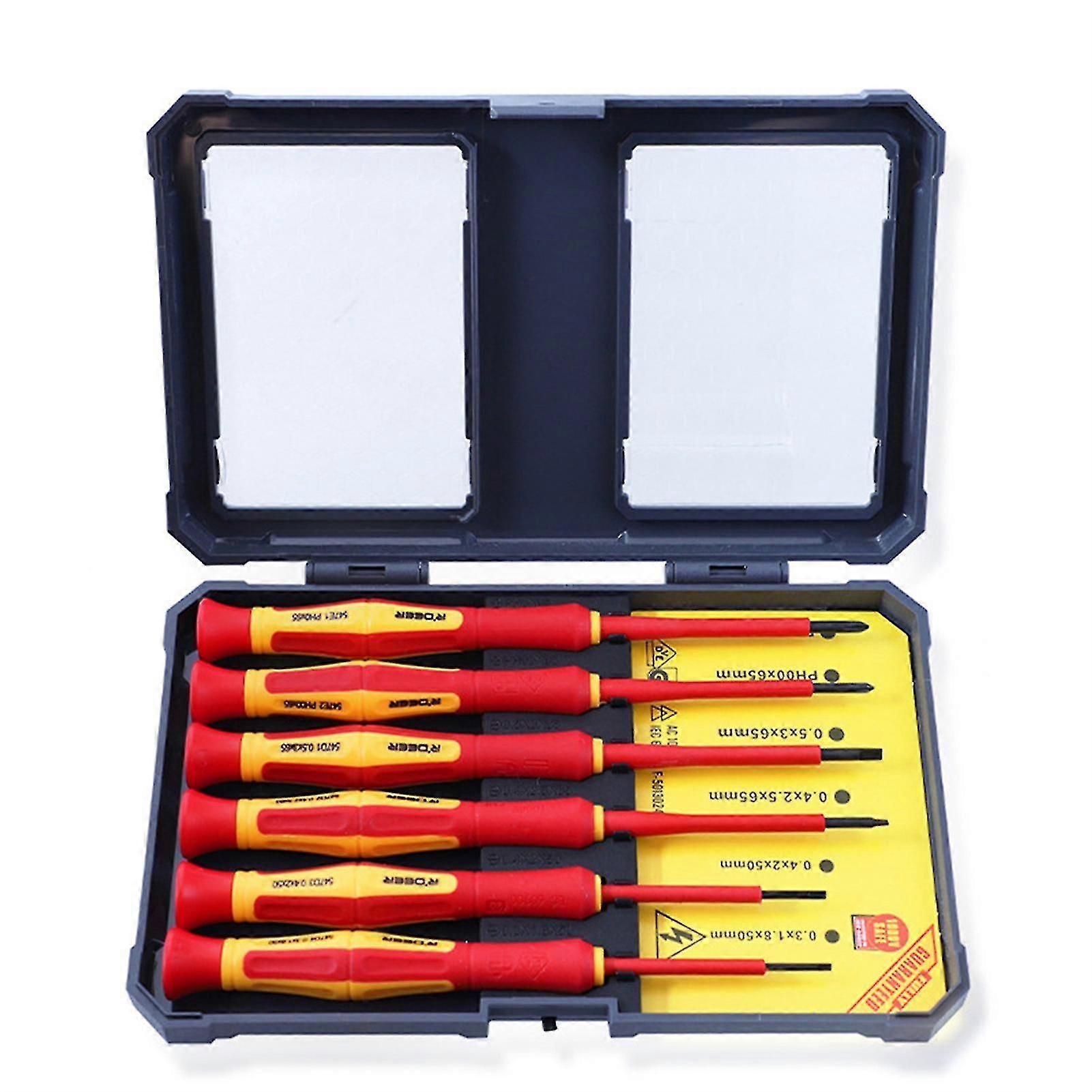 6pcs Insulated Screwdriver Set 1000v Precision Cross Slotted Driver Bits