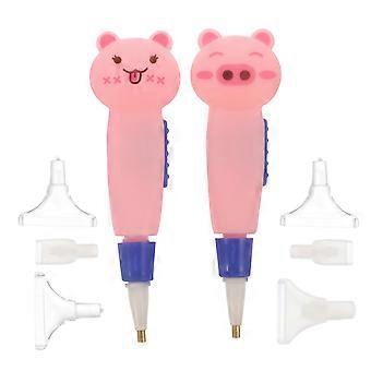 1Set Dotting Pen Nail Art Tool for DIY Use Pink with Light Included