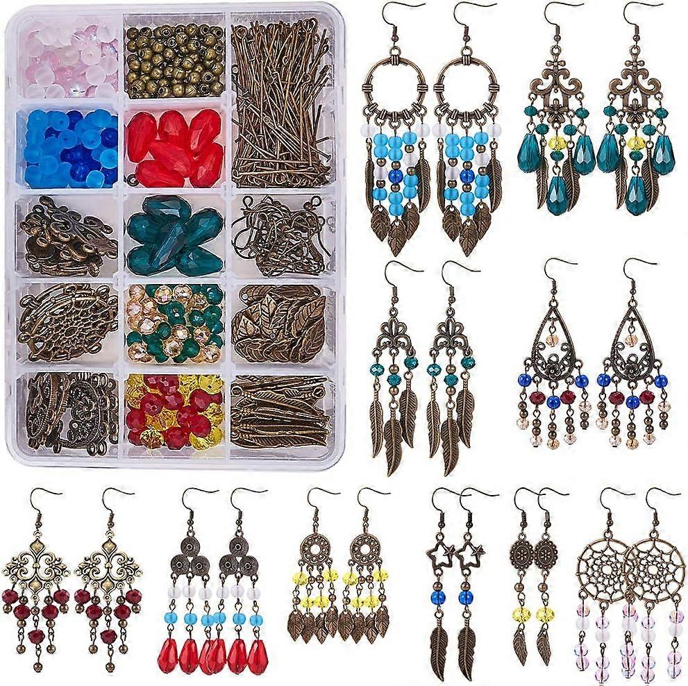 Chandelier Circle Sequins Tassel Feather Charm Pearl Earrings