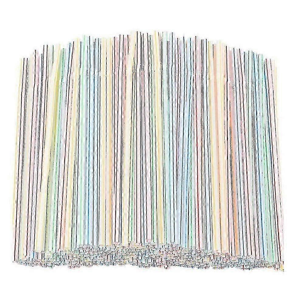 Plastic Drinking Straws 8 Inches Long Multi-Colored Striped Bedable