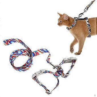 Cat Harness Leash Set Escape Proof Ajustável Soft Kitten Walking Vest Leash com fivela de liberação rápida para M ao ar livre