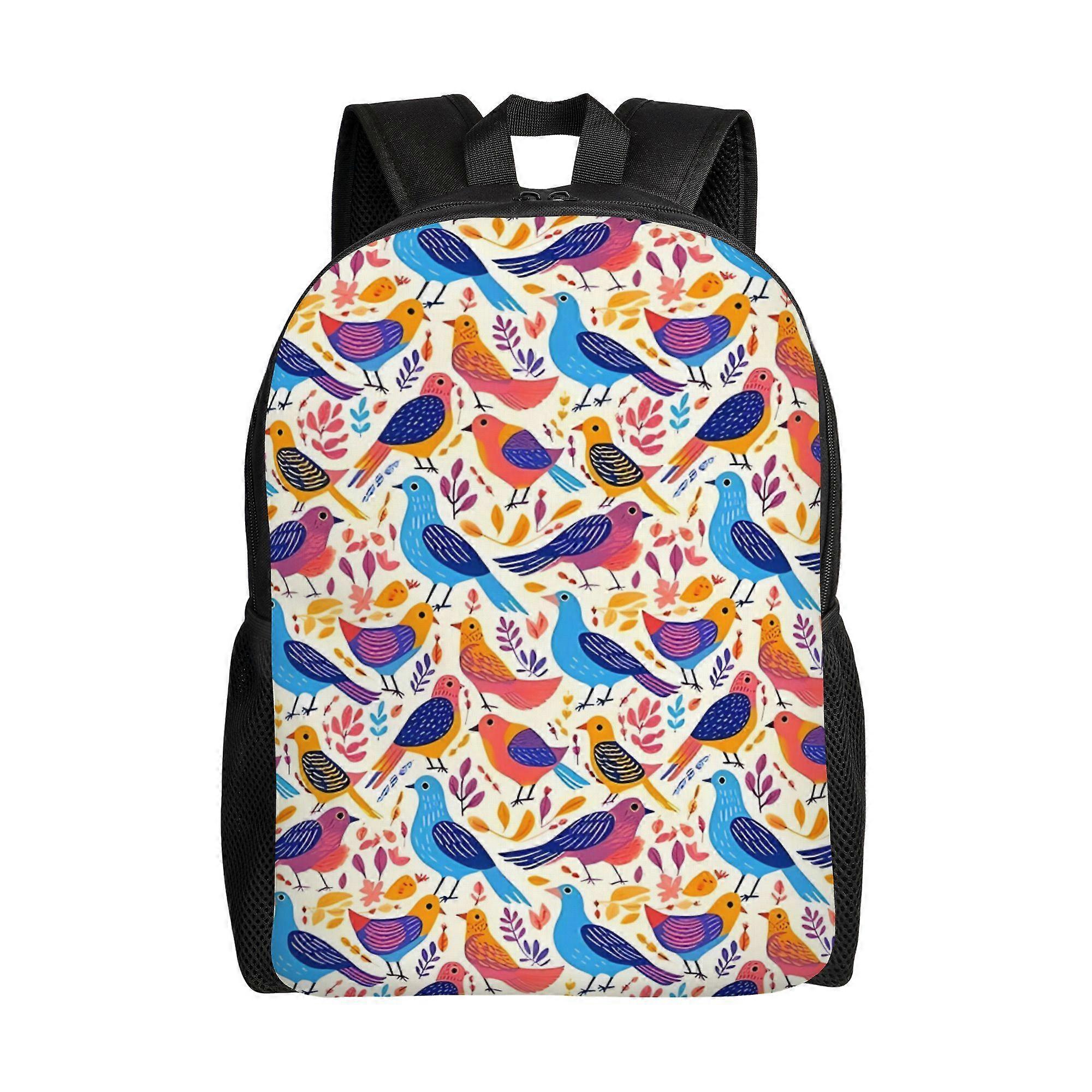 Bird Flat Atmosphere Pattern printed Backpack for Work Commuting and Travel Weekenders with Adjustable Straps