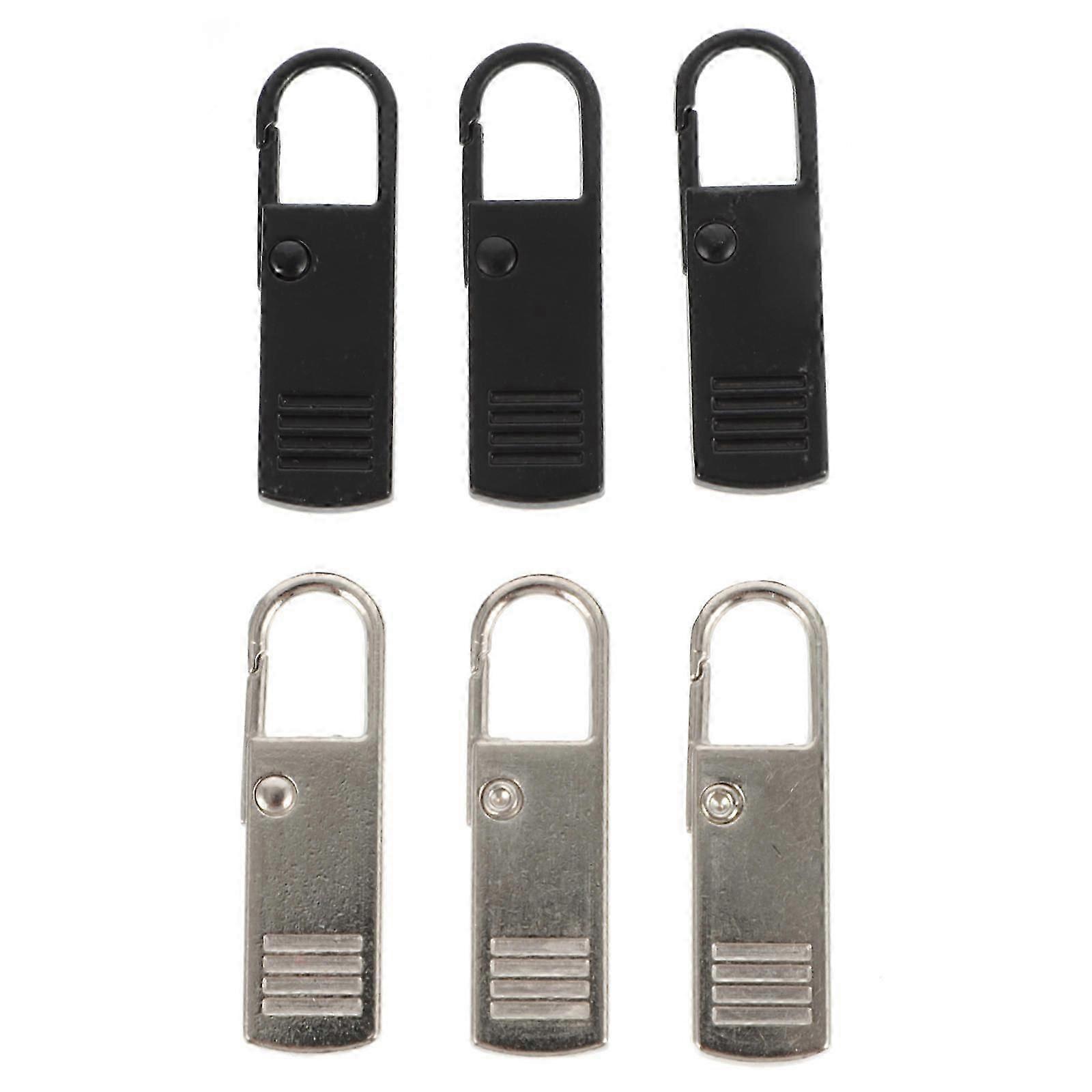 Assorted Color Detachable Zipper Pulls Zipper Heads Replacement 6Pcs