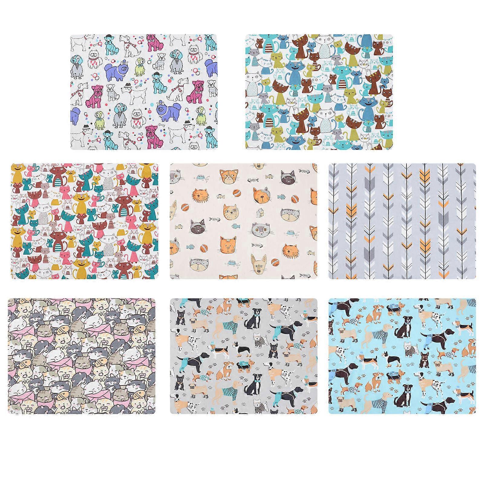 8Pcs 1Set Printing Cloths Versatile Patchwork Cloths for Home (Random Color)