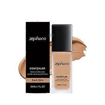 Zephoco hydraterende concealer vloeibare foundation (donkere huidskleur), natuurlijk, licht, fijn, hydraterend, creëert een transparante foundation make-up.