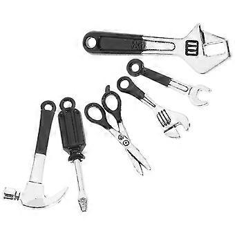 Miniature Mini Hammer Wrench Tools Set for Decoration Black 1Set Metal