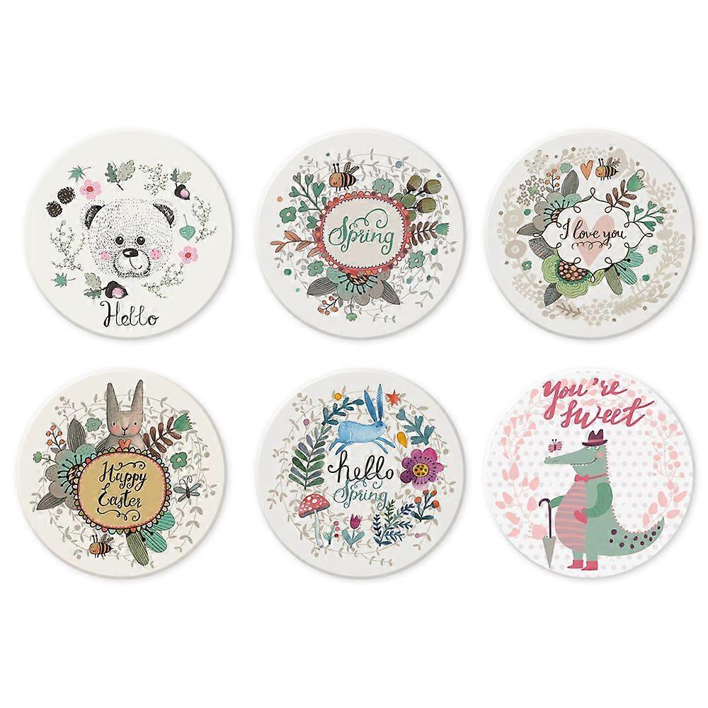 Ceramic Drink Coasters, Non-slip Base, 6PCS