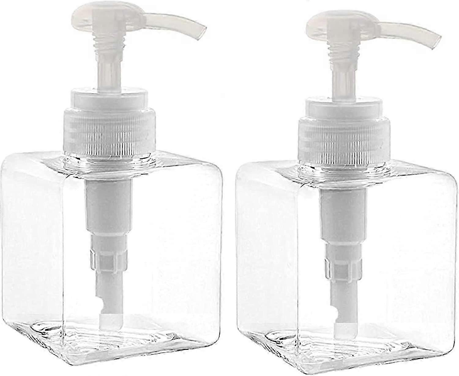 2Pcs 250ml / 8.5oz Empty Pump Dispenser Bottle (Transparent)