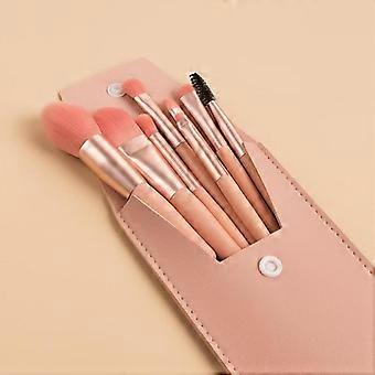 8 PCS Professional Makeup Brush Set Soft Synthetic Bristles Portable PU Case for Daily Full Face Makeup Use