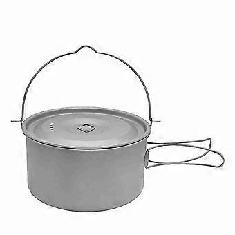 1.8L / 3L Pot en titane Pot suspendu ultraléger avec couvercle et poignée pliable Camping en plein air Randonnée Randonnée Pique-