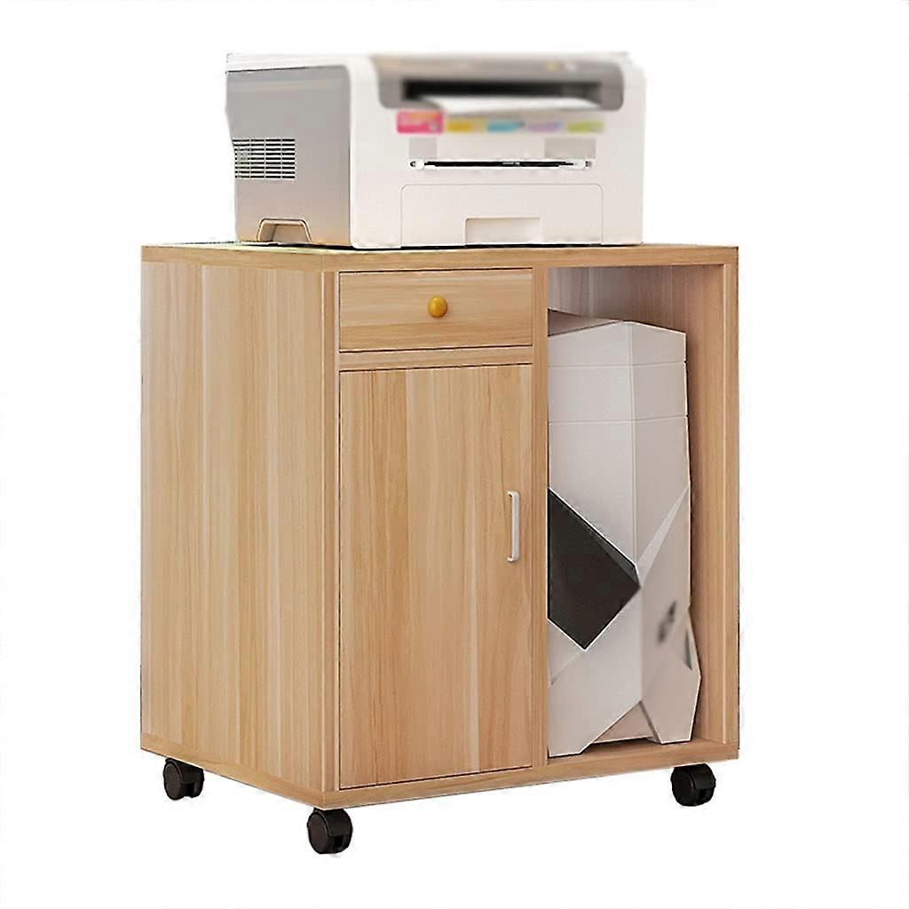 Beige Printer Stand with Wheels, MultiLayer Storage Shelf for Home Office, SpaceSaving Design