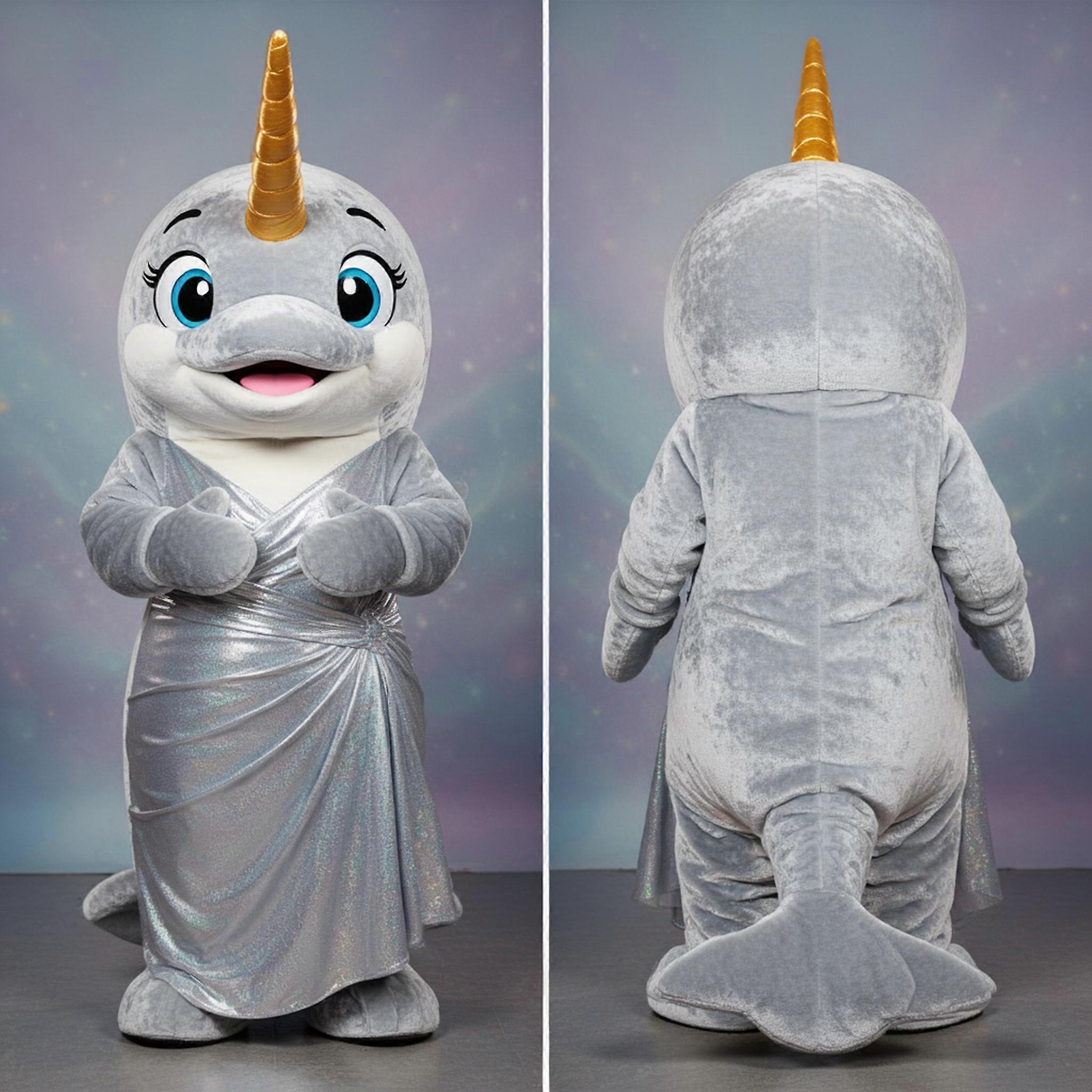 MASTICOT Silver Shimmering Narwhal Mascot