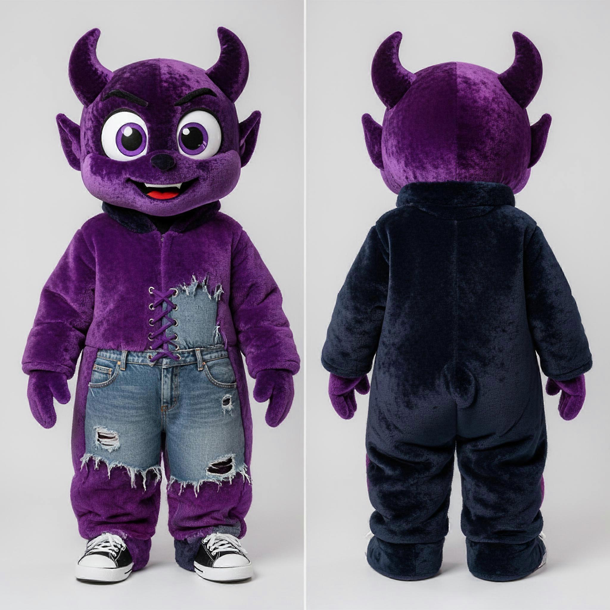 MASTICOT Violet Plush Devil Mascot
