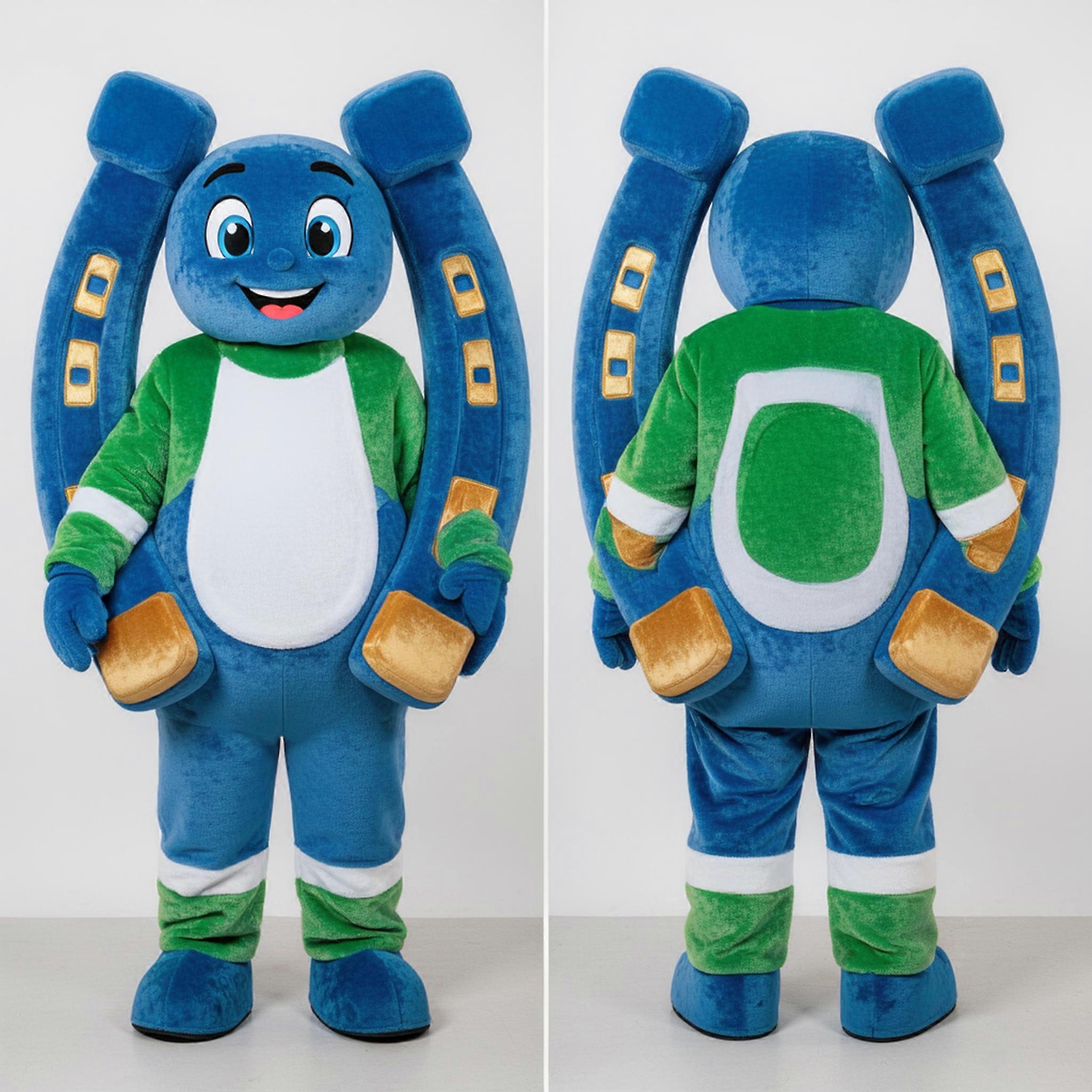 MASTICOT Blue Friendly Horseshoe Mascot