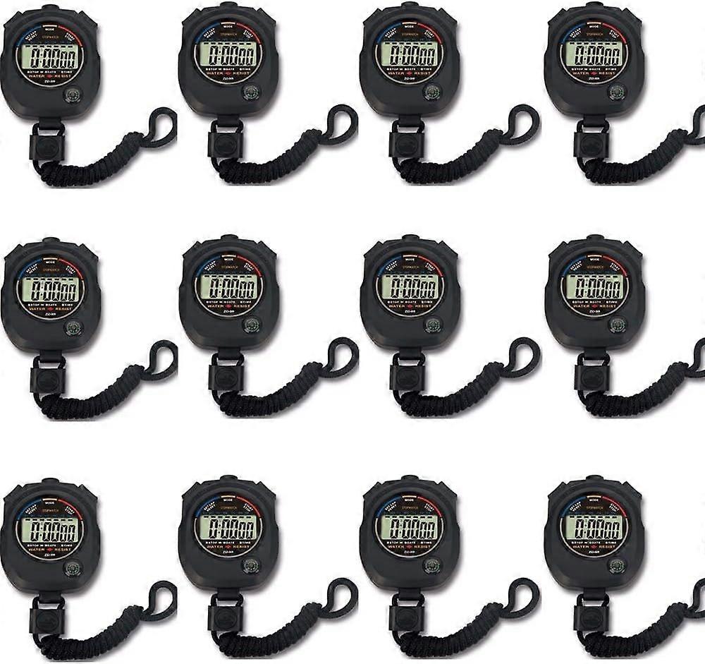 12 Multi-function Electronic Digital Sports Stopwatch Timer, Large Display, with Date and Alarm Function-HH