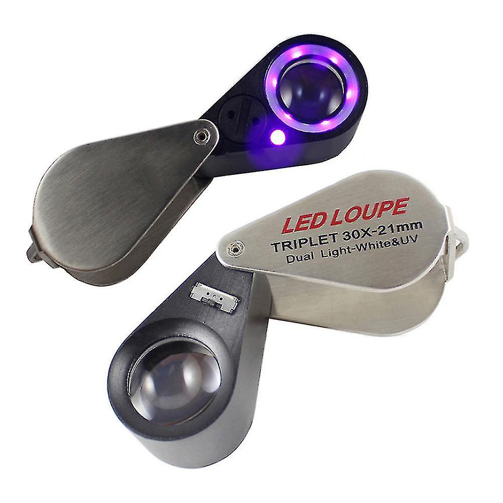 10/20/30x Magnifier Jewelry Loupe Led Uv Light 21mm Achromatic Triplet Lens Optical Glass