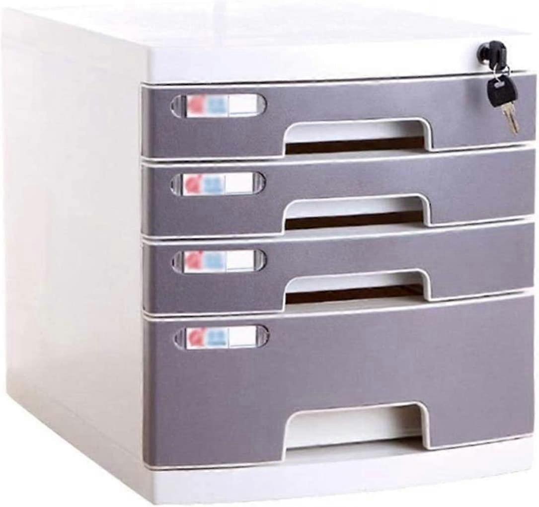 4Layer Lockable Desktop File Cabinet, Medium Size Secure Office Storage Drawer Organizer