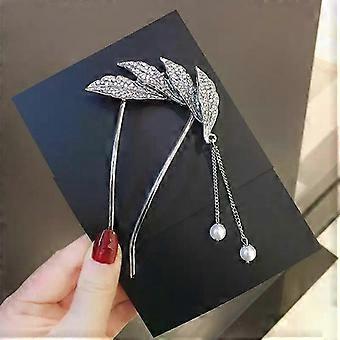 U-Shaped Hairpin, Golden Wing Tassel Design with Ball Head Ends for Chignon, Hairstyle & Styling for Women and Girls