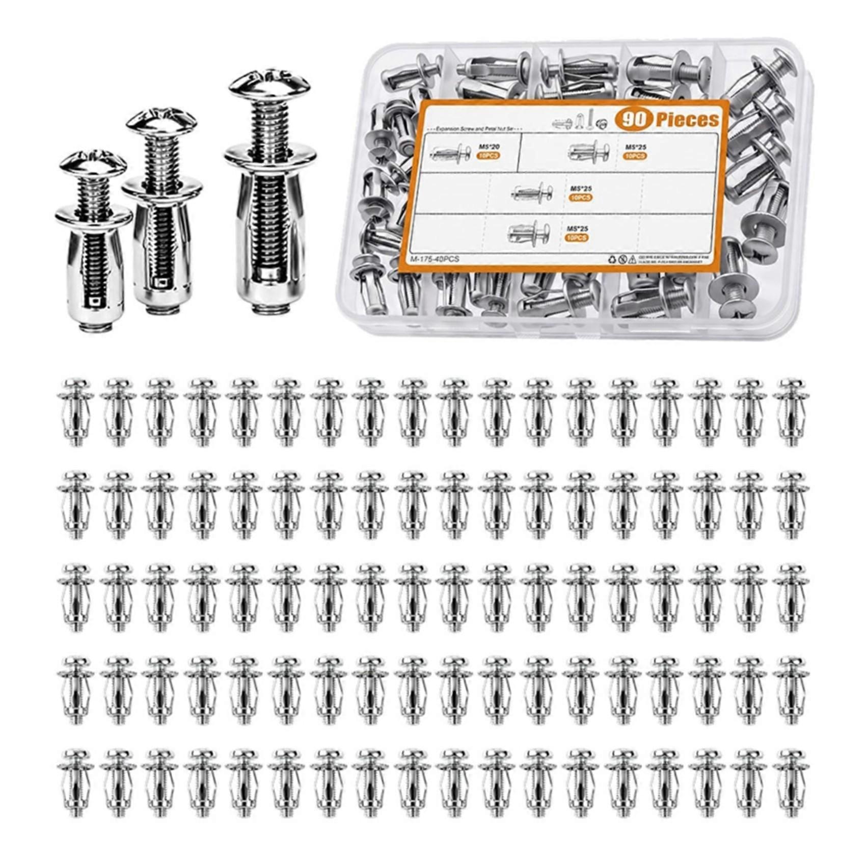 90Pcs Button Rivet Locking Nuts Set, Heavy-Duty Blind Rivet Nuts Kit