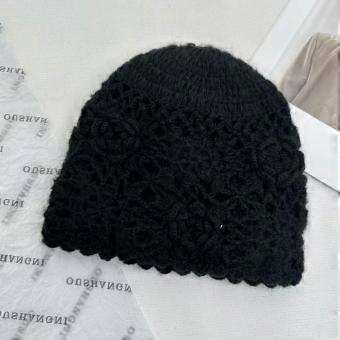 Retro style hand-crocheted crochet double-layer hat women's autumn and winter fashion foreign style warm wool hat knitted hat