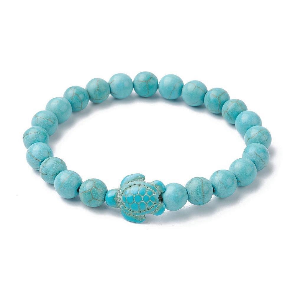 10pcs Turquoise Turtle Beaded Stretch Bracelet Inner Diameter: 2-1/8 inch(5.5cm)