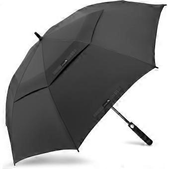 Grote golfparaplu XXL stormbestendig, automatische paraplu met dubbele luifel, winddicht en stabiel, zwart, voor 2 tot 4 personen
