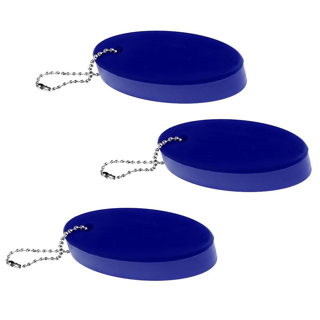 3 Pieces Water Sports Floating Oval Keychain Keyring Water Key Float Blue
