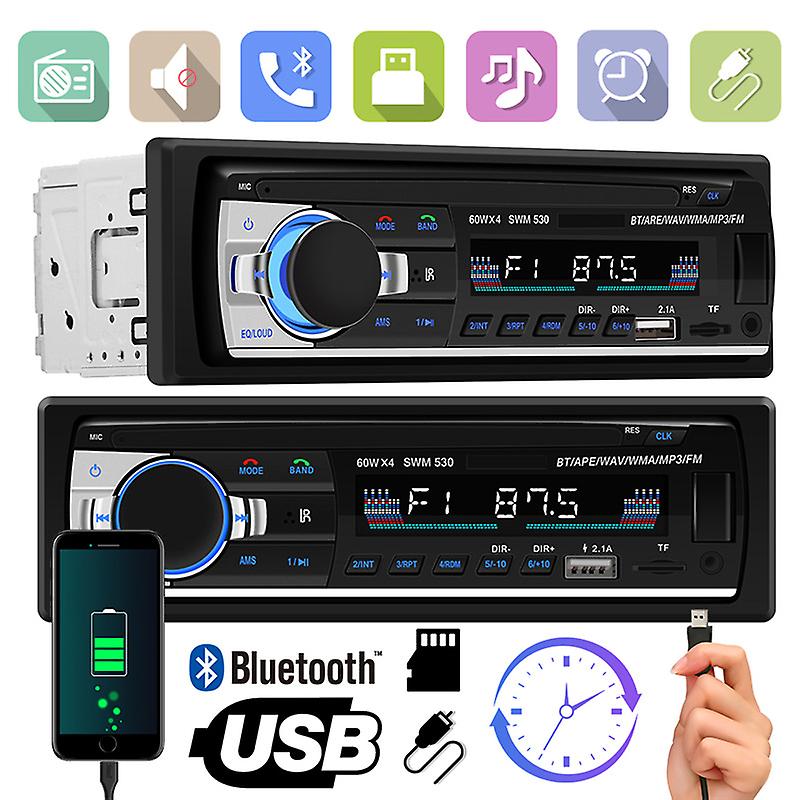 Car Stereo Fm Radio Mp3 Audio Player One Din 12v Bluetooth Usb