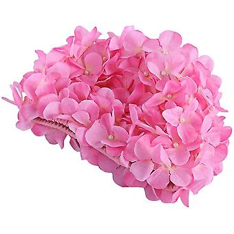 Veeki Floral Petal Ladies Bathing Swim Cap Women Retro Swim Hat for Long/Short Hair, Pink