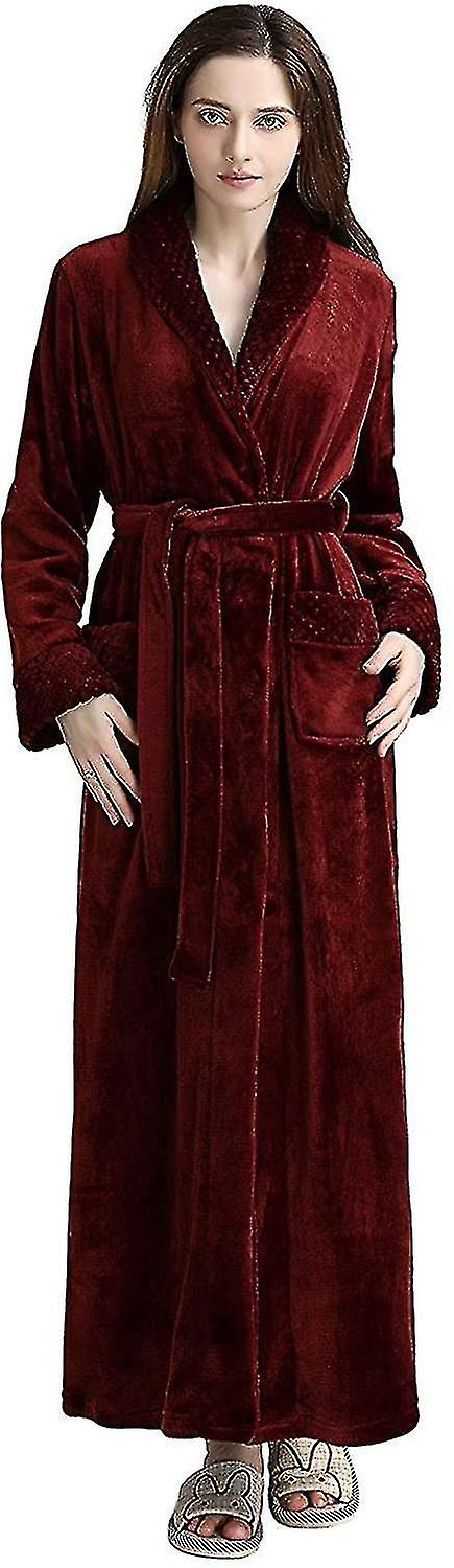 Womens Soft Fleece Dressing Gown Ladies Bathrobe Full Long Fluffy Nightwear Housecoat Robe