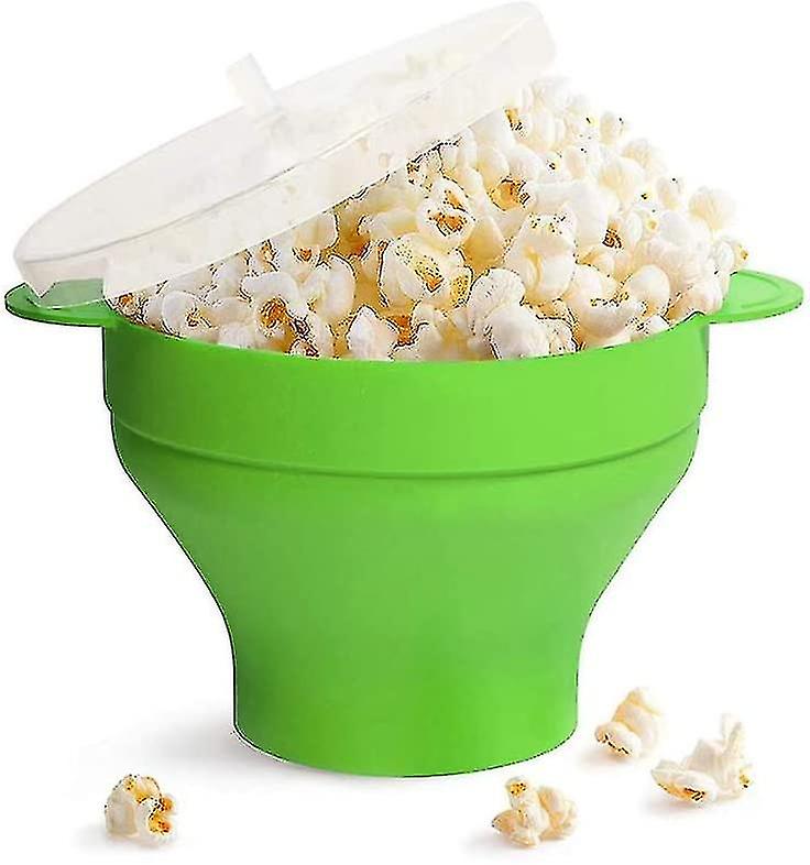 Silicone Popcorn Maker Foldable Bowl With Lid & Handle For Home Party