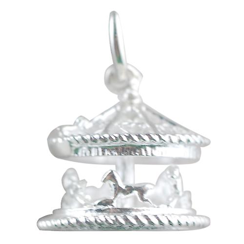 Silver 14x14mm Moveable Fair ground Carousel Pendant or Charm