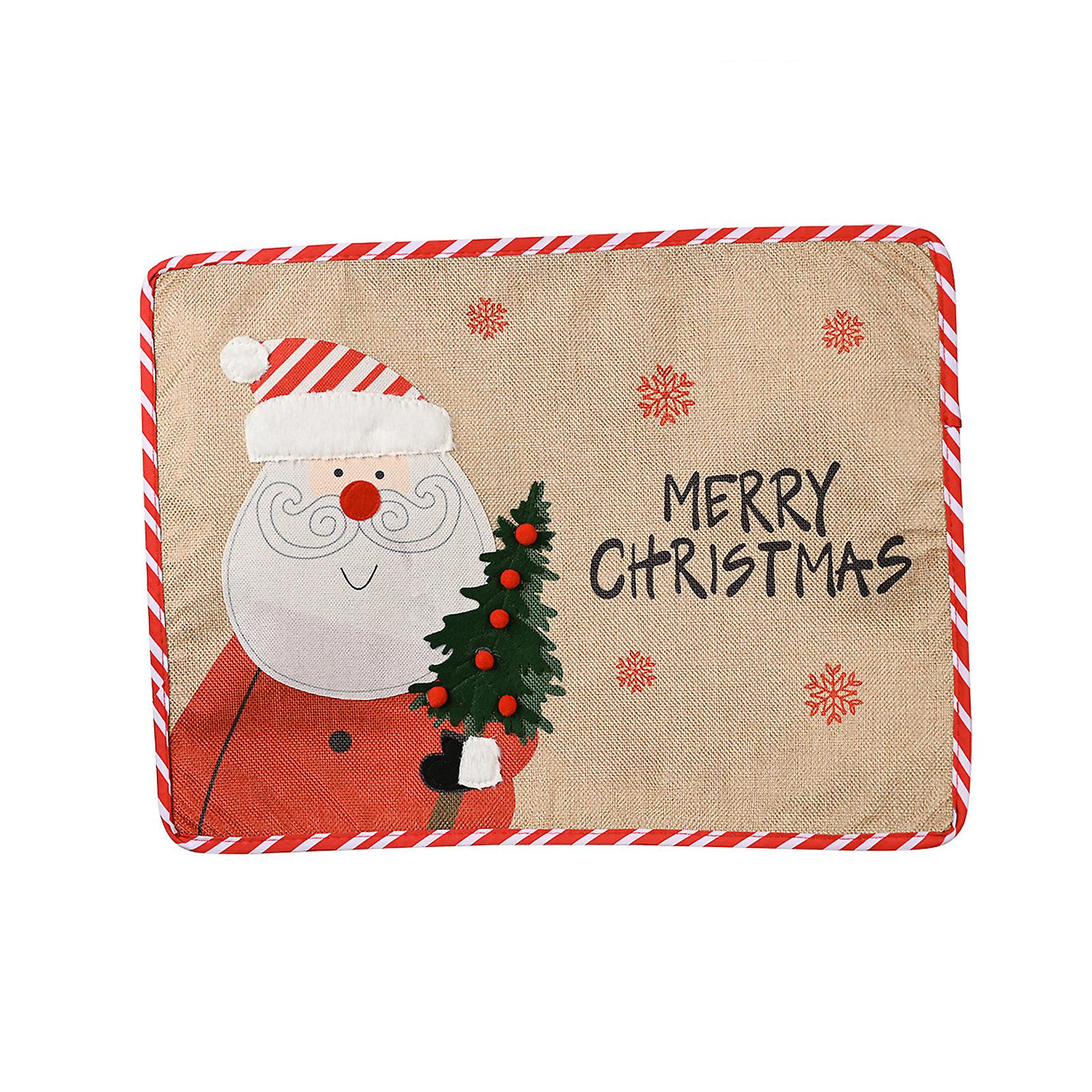 Christmas Tableware Insulation Holder Cartoon Santa Patterns Table Place Mats