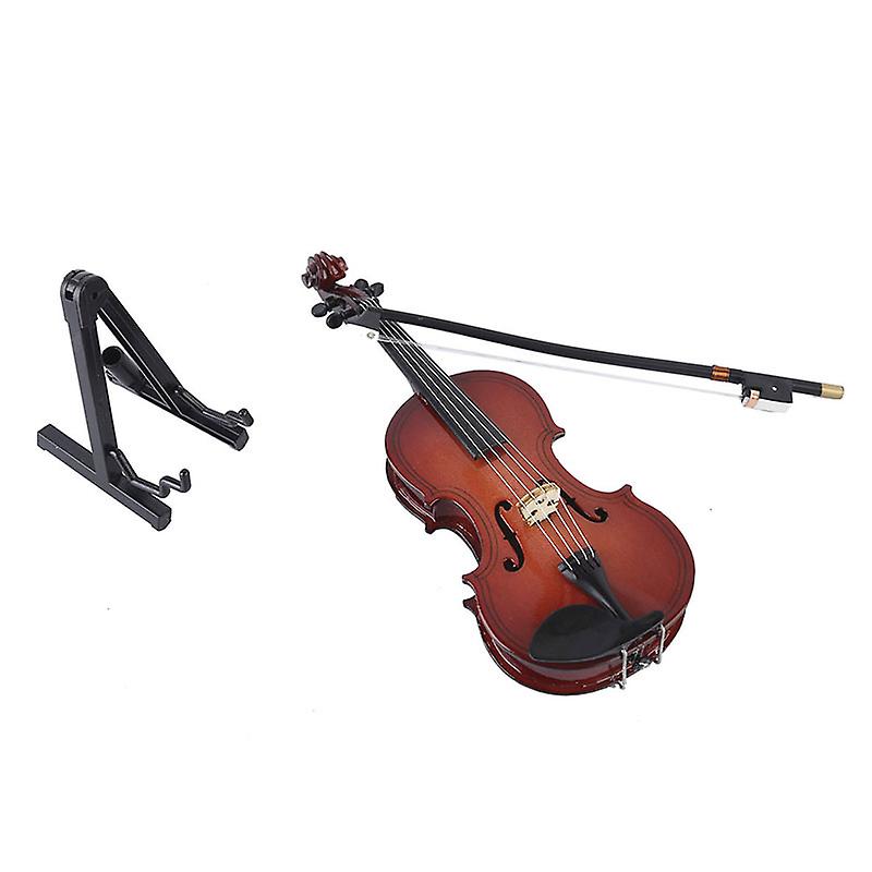 Mini Miniature Violin Model Replica with Stand and Case Mini Musical Instrument Ornaments Decor