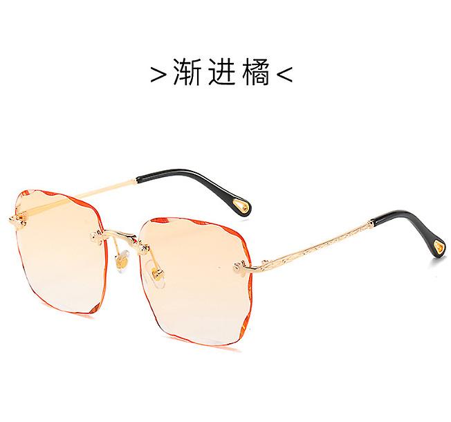 2023 Women's Fashion Personality Cut Edge Sunglasses Rimless Square Gradual Color Shades Uv Protection Sunglasses