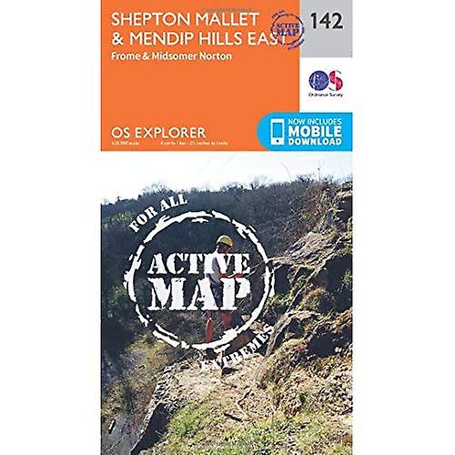 OS Explorer mapa activo (142) Shepton Mallet y Mendip Hills East (mapa activo OS Explorer)