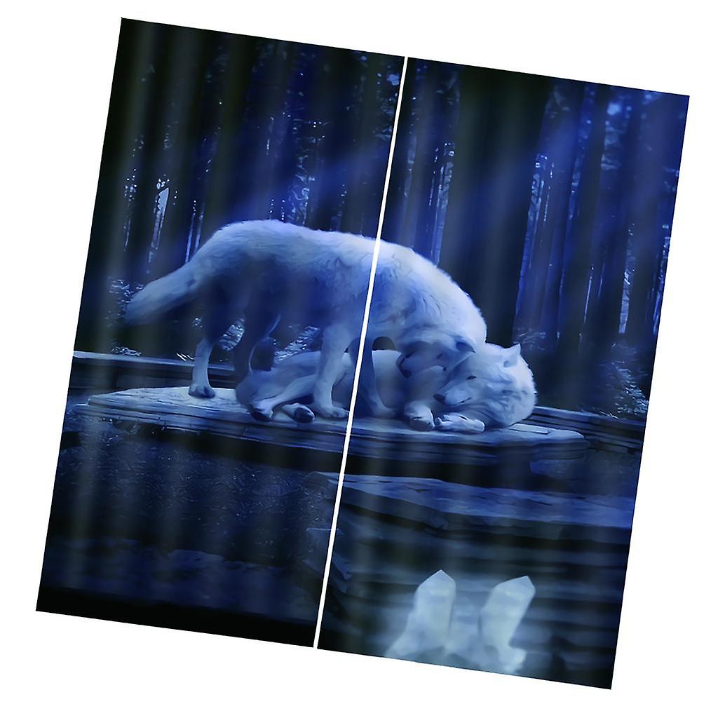 2 Panel Set Digital Printing Curtains 3D Animals Horse-85x200cm