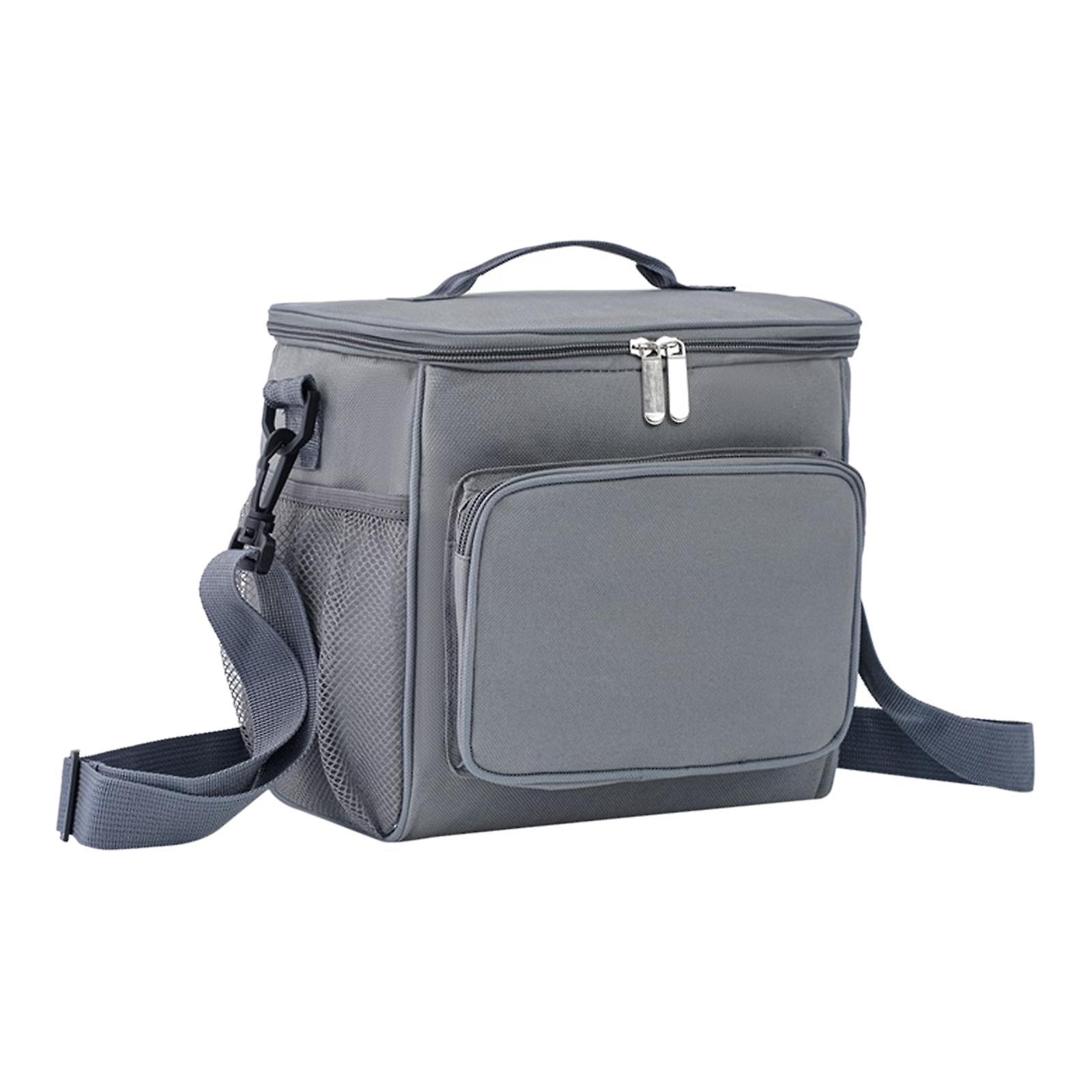 Insulated Lunch Bag Lunch Boxes with Side Mesh Pocket for Travel Work Picnic Gray